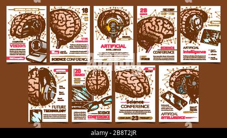 Future Technology Advertising Posters Set Vector Stock Vector