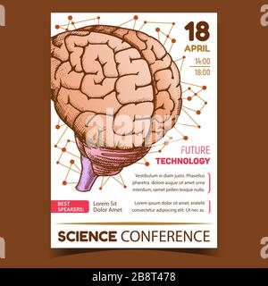 Science Conference Promo Advertising Poster Vector Stock Vector