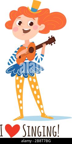 Cartoon vector characters play guitar and sing a song Stock Vector