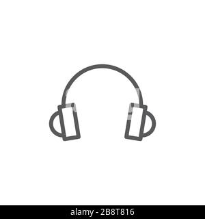 Headphones line icon on white background Stock Vector