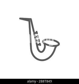 Saxophone line icon on white background Stock Vector
