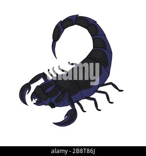 Blue scorpion. Vector illustration. White background. Scorpio zodiac sign. Stock Vector