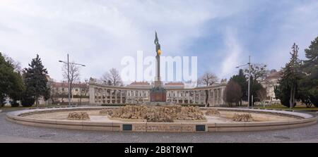 Vienna, Austria. Soviet War Memorial known as the Heroes Monument of the Red Army and fountain on Schwarzenbergplatz. Stock Photo