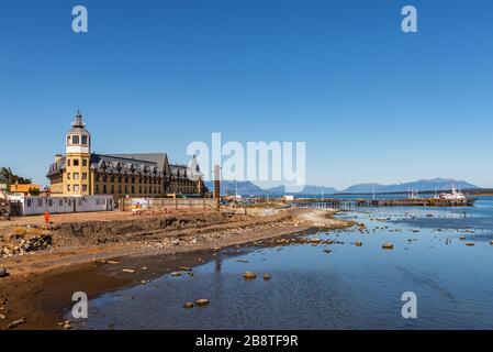 the waterfront of Puerto Natales, Patagonia, Chile Stock Photo