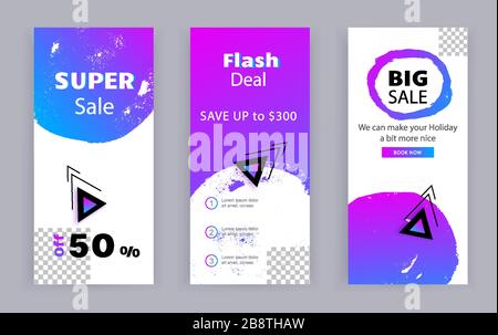 Business banners. Social Media Design. Template vector. Abstract blots violet background. Stock Vector
