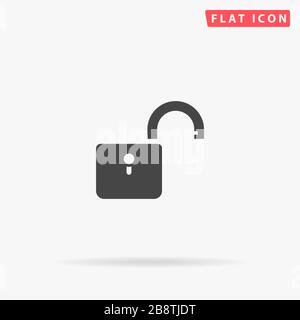 Padlock Open flat vector icon. Glyph style sign. Simple hand drawn illustrations symbol for concept infographics, designs projects, UI and UX, website Stock Vector