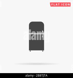 Refrigerator flat vector icon. Glyph style sign. Simple hand drawn illustrations symbol for concept infographics, designs projects, UI and UX, website Stock Vector