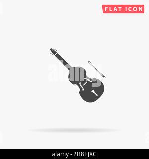 Contrabasso flat vector icon. Glyph style sign. Simple hand drawn illustrations symbol for concept infographics, designs projects, UI and UX, website Stock Vector