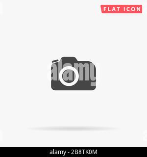 Photo Camera flat vector icon. Glyph style sign. Simple hand drawn illustrations symbol for concept infographics, designs projects, UI and UX, website Stock Vector