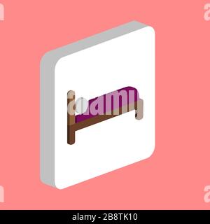 Bed, Sleep Simple vector icon. Illustration symbol design template for web mobile UI element. Perfect color isometric pictogram on 3d white square. Cl Stock Vector