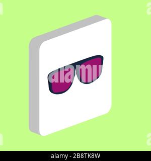 Glasses, Sunglasses Simple vector icon. Illustration symbol design template for web mobile UI element Perfect color isometric pictogram on 3d white sq Stock Vector