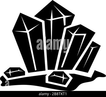 Crystal Stone, Crystalline Gem, Gemstone. Flat Vector Icon illustration. Simple black symbol on white background. Crystal Stone, Quartz Gem, Gemstone sign design template for web and mobile UI element Stock Vector