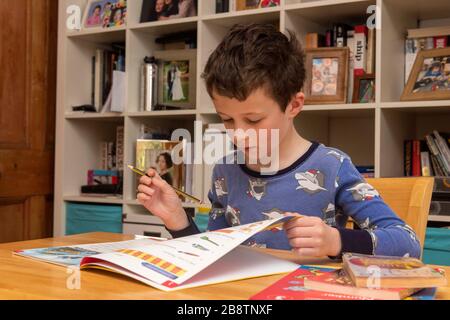 Edinburgh, Scotland, UK. 23rd Mar, 2020. Monday 23rd of March 2020: Edinburgh, Scotland Coronavirus : Children across the United Kingdom begin working from home following the closure of schools due to the Coronavirus Pandemic. Credit: Andrew O'Brien/Alamy Live News Stock Photo