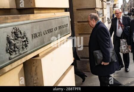 Edinburgh, Scotland, UK. 23 March, 2020.  Alex Salmond arrives at the High Court in Edinburgh on day when verdict will be announced by the jury. Iain Masterton/Alamy Live News Stock Photo