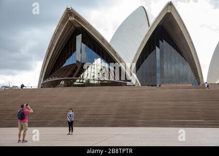 Sydney city centre, Australia. Monday 23rd March 2020. Almost deserted at the Opera House at midday. Credit Martin Berry/Alamy Live News