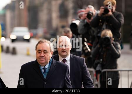 Edinburgh, Scotland, UK. 23 March, 2020.  Alex Salmond arrives at the High Court in Edinburgh on day when verdict will be announced by the jury. Iain Masterton/Alamy Live News Stock Photo