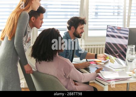 Web designer and graphic designer team on PC during project development Stock Photo