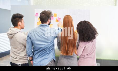 Web designers and developers as a team in the creative brainstorming workshop Stock Photo