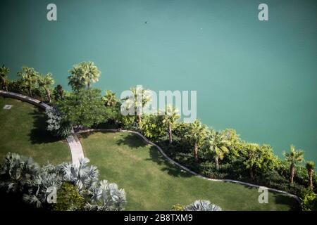 Palm Trees In Four Seasons Hotel Bay Bahrain Stock Photo