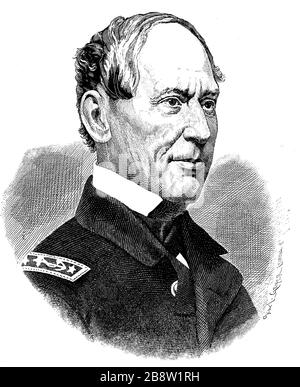 David Glasgow Farragut, 5 July 1801 - 14 August 1870, was one of the most famous US naval officers of the 19th century  /  David Glasgow Farragut, 5. Juli 1801 - 14. August 1870, war einer der bekanntesten US-amerikanischen Marineoffiziere des 19. Jahrhunderts, Historisch, digital improved reproduction of an original from the 19th century / digitale Reproduktion einer Originalvorlage aus dem 19. Jahrhundert, Stock Photo