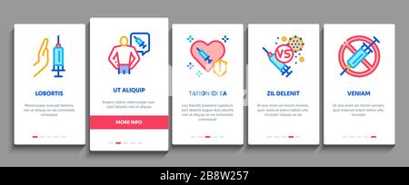 Vaccination Syringe Onboarding Elements Icons Set Vector Stock Vector