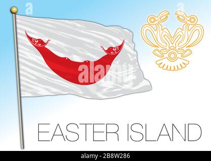 Easter Island official regional flag, south america and oceanian country, vector illustration Stock Vector
