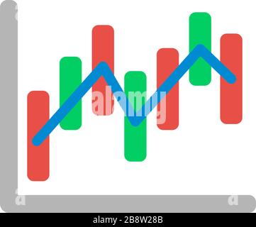 business candlestick graph chart vector color icon / Stock price , Exchange rate, Economic index Stock Vector