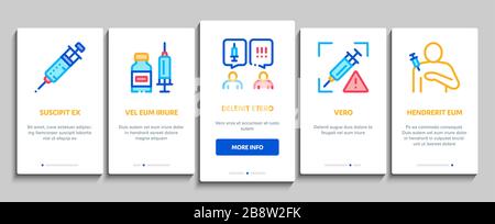Vaccination Syringe Onboarding Elements Icons Set Vector Stock Vector