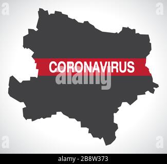 Lower Austria AUSTRIA federal state map with Coronavirus warning illustration Stock Vector