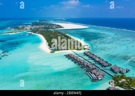 Sandy beach of tropical island in the Maldives Stock Photo