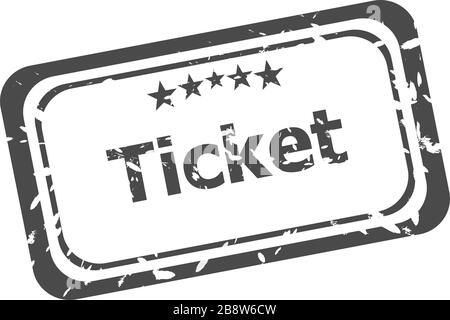 ticket Rubber Stamp isolated over a white background Stock Photo