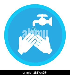 Hands under falling water out of tap. Man washes hands, hygiene. Vector illustration in flat style Stock Vector