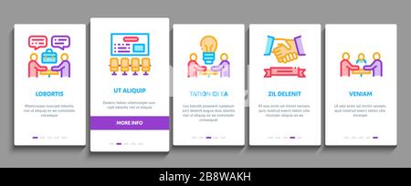 Business Meeting Onboarding Elements Icons Set Vector Stock Vector