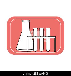 Laboratory glass flasks and test tubes icon. Chemical and biological experiments. Vector illustration in flat style. Stock Vector