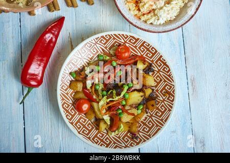 Ethiopian Vegetable Tibs, Ethiopian dish consisting of spicy Stock Photo