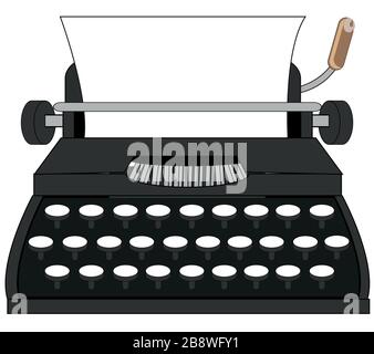 Vector illustration of the cartoon of the outdated typewriter Stock Vector