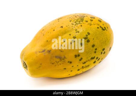Ripe papaya fruit isolated on white background Stock Photo