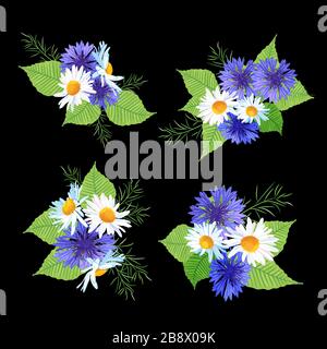 Set of flower bouquets Stock Vector