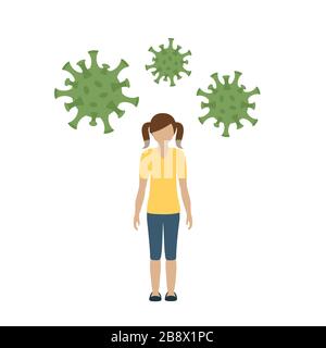 girl is infected with virus info graphic vector illustration EPS10 Stock Vector