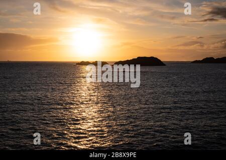 Sunset over the Norwegian Sea. Stock Photo