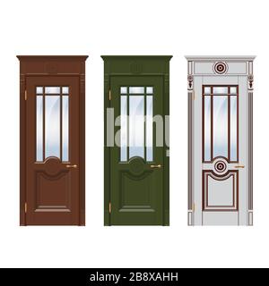 doors set isolated on white Stock Vector
