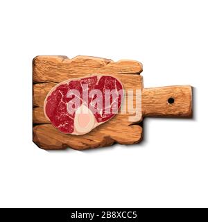 raw beef meat on cutting board Stock Vector