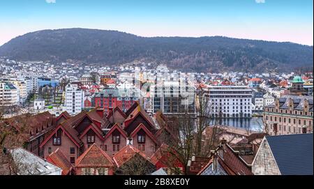 Cityscape of Bergen, Norway, Scandinavia Stock Photo