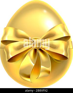 Golden Easter Egg Bow Ribbon Design Stock Vector