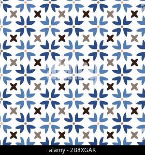 Hand drawn stars shaped Moroccan seamless pattern for Ramadan Kareem greeting cards, islamic backgrounds, fabric, web banners. Portuguese azulejos Stock Vector