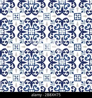 Hand drawn stars shaped Moroccan seamless pattern for Ramadan Kareem greeting cards, islamic backgrounds, fabric, web banners. Portuguese azulejos Stock Vector