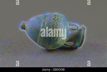 Amphora (Storage Jar), about 5th century BC, Eastern Mediterranean, Egypt, Glass, 7.6 × 4.4 × 4.4 cm (3 × 1 3/4 × 1 3/4 in.), Reimagined by Gibon, design of warm cheerful glowing of brightness and light rays radiance. Classic art reinvented with a modern twist. Photography inspired by futurism, embracing dynamic energy of modern technology, movement, speed and revolutionize culture. Stock Photo