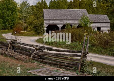 museum an open-air heritage in Toronto, Upper Canada Village, Old wooden buildings Stock Photo