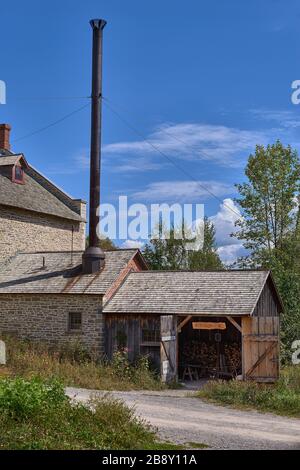 museum an open-air heritage in Toronto, Upper Canada Village, Old Steam Flour Mill Bellamy Stock Photo