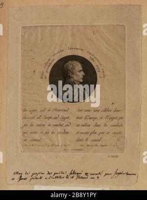 Hunc Saltem Everso Juvenem Succurrere Portrait Of Bonaparte In Ier Consul De Profil Upton In A Medaillon Avec Citation De Commentaire Et Virgile Bilingual Exaltant Ses Vertus Civiles Et Militaires Stock